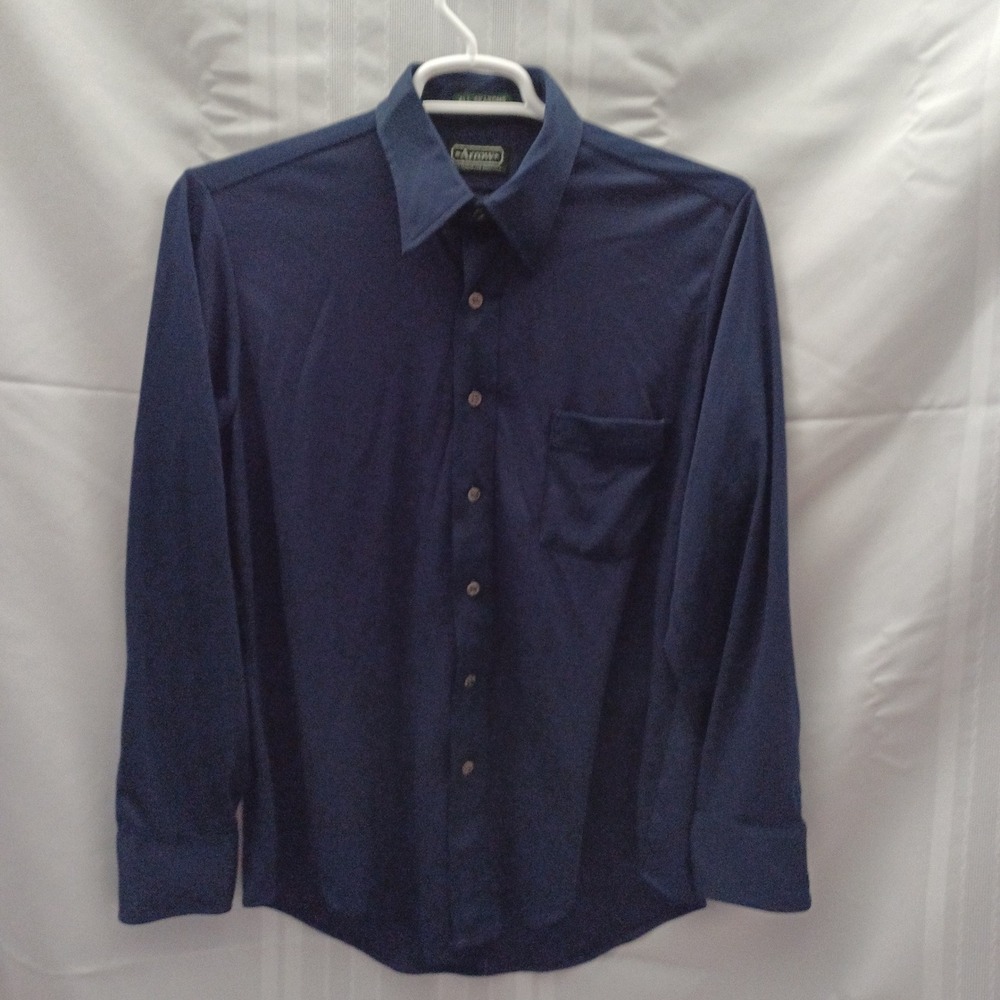 Arrow Button Down Shirt Mens 16-35 Navy Blue All Seasons Texturized Polyester